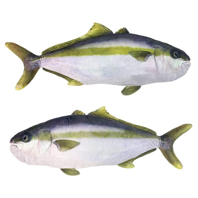 Ultra Realistic Life-Size Yellowtail Hiramasa Reversible Big Plush Cushion, 31.5 inches (80 cm), Jigging, Heisei Seika, Heiramasa, Doll, Toys, Fish, Blue