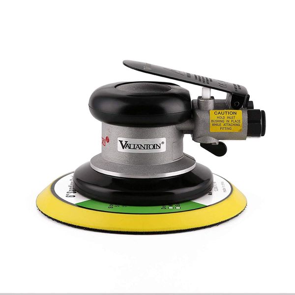 Valianto 6" Professional Air Random Orbital Palm Sander with 1pc 6" Backup Plate, Heavy Duty Dual Action Pneumatic Sander Silver