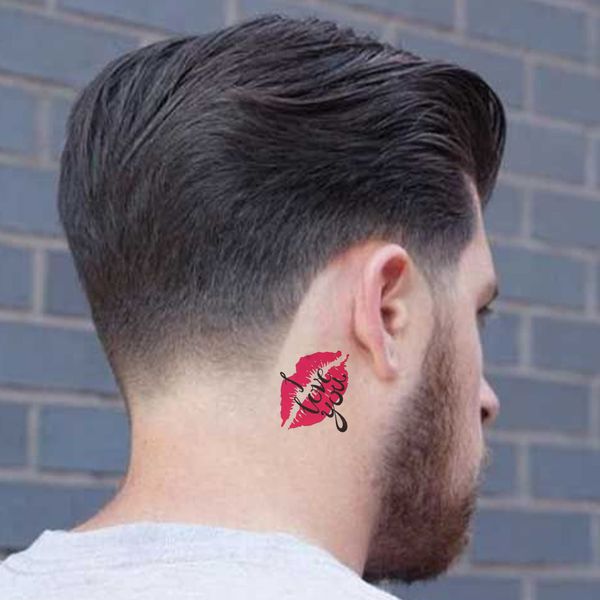 Flying Love Heart and Lipstick Mark Kiss Stain Temporary Tattoo Set - Pink Lips Realistic Waterproof Transfer Sticker Arm Body Art Men Women Kids - By Delusion Tattoos