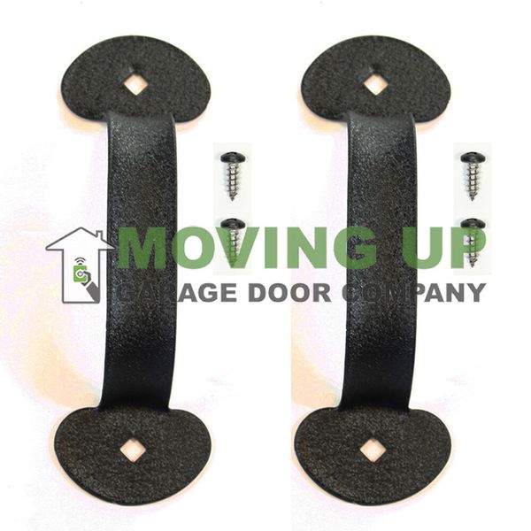 Garage Door Decorative Lift Handles Colonial 7" Black Set of 2 + Hardware