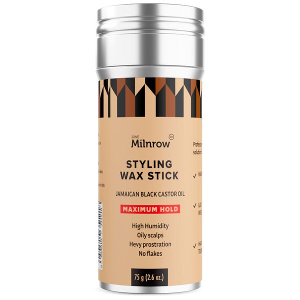 June Milnrow Jamaican Black Castor Oil Edge Control Styling Wax Stick Maximum Hold 75g