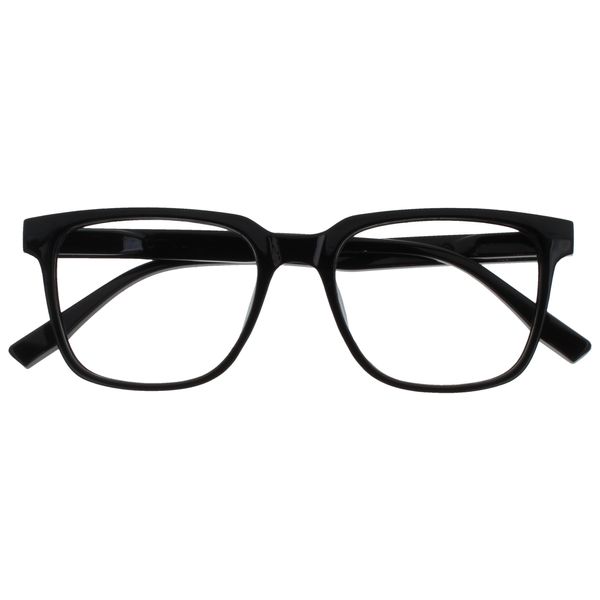 OPULIZE LEO Reading Glasses - Large Rectangular Frame - Black - Mens Womens - Spring Hinges - R55-1 - +2.50