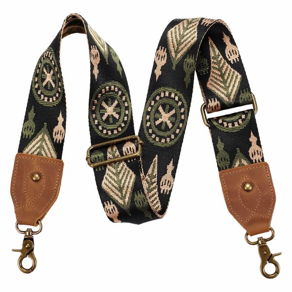 Taschengurt-2"breiter Schulterriemen aus Rindsleder, Retro verstellbarer Ersatz, Crossbody-Taschenriemen mit mehreren Mustern für Handtaschen, Crossbody-Taschen, Umhängetaschen (Grüner Jacquard)