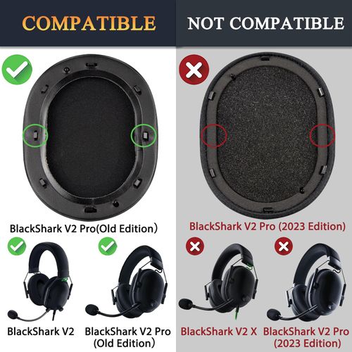 SOULWIT Cooling Gel Pads Ear Pads for Razer BlackShark V2 / BlackShark V2 Pro (NOT for Blackshark V2 Pro 2023 Edition) Gaming Headset Replacement Cooling Ear Cushion Black