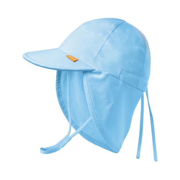 FURTALK Cotton Baby Toddler Sun Hat UPF 50+ UV Protection Kids Unisex Girls & Boys Summer Cap with Adjustable Chin Strap Neck Flap Blue