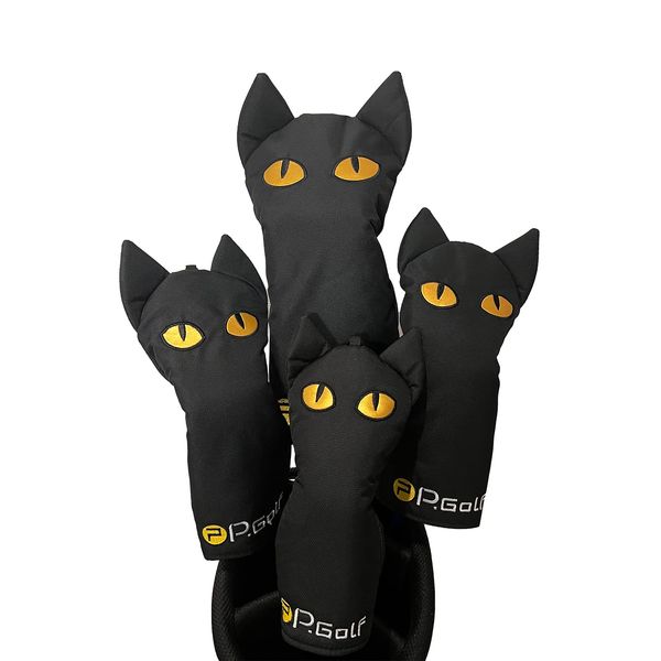 P.Golf Black Cat Head Cover (FW Single Item)