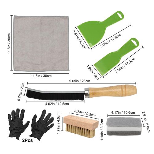 8 PCS Headstone Cleaner Kit for Grave, Cemetery, Tombstone Cleaning, Granite and Stone Daily Cleaner Kit, Includes Towel, Crevice Brush, Scrub Brush, Headstone Sponge, Scraper, Disposable Gloves