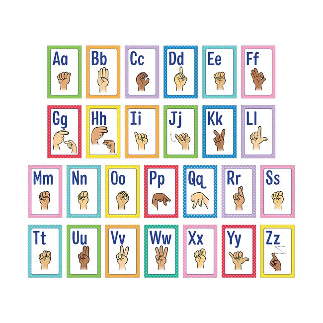 Carson Dellosa Sign Language Posters, ASL Alphabet Learning American Sign Language Posters With Hand Signs, Alphabet Cards for Bulletin Board, Classroom Decor, Classroom Curriculum (26 Posters)