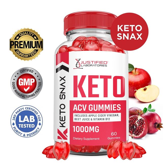 Keto Snax ACV Gummies 1000MG Apple Cider Vinegar 60 Gummys