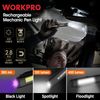 WORKPRO USB Rechargable Pocket Pen Light 450 Lumen LED Flashlight UV Black Light