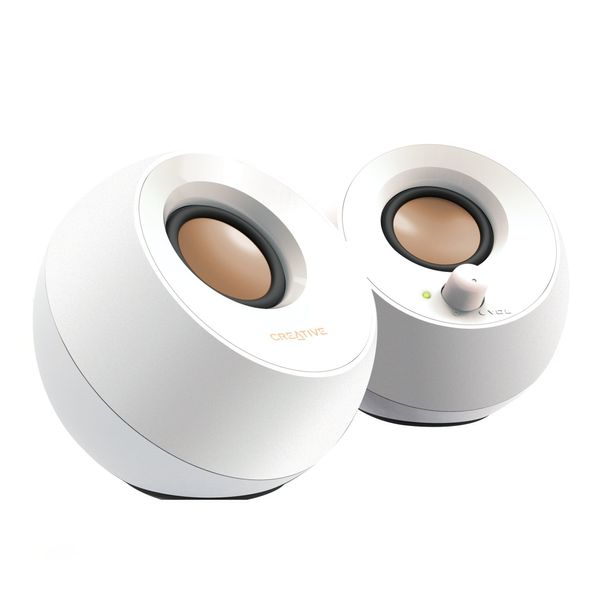 Creative Pebble Modern 2.0 USB powered Compact Speaker Sound System with Clear Sound for Computer, PC, Laptop, Mac - White