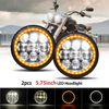Pair DOT 5-3/4 5.75" Round LED Headlights Chrome Hi/Lo Beam For Rocket 3 04-18