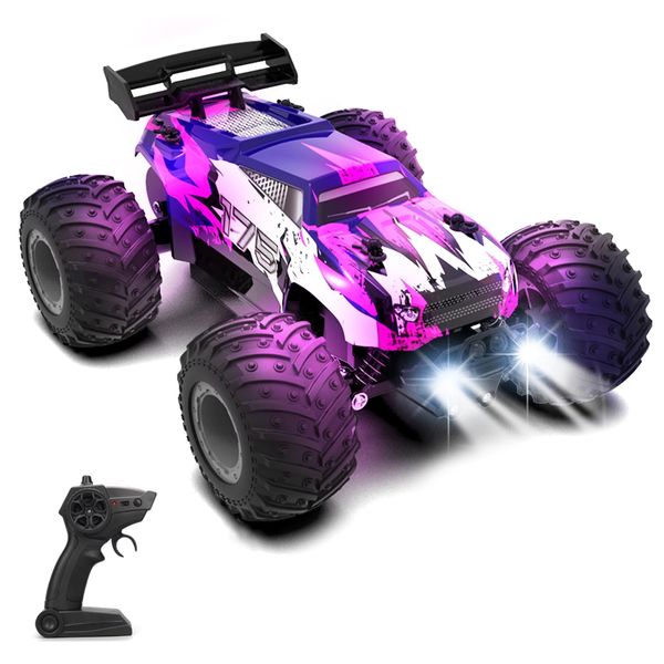 Sjpzwcrl Remote Control Car Toy Truck: - Hand Controlled Monster Truck Toys RC Car Electric Rock Crawler RC Truck with Headlights and Colorful Toy Cars Body Lights for Boy Kids