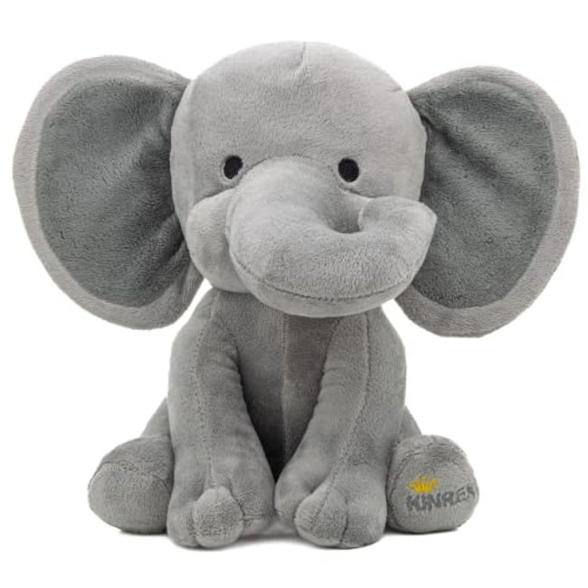 KINREX Elephant Stuffed Animals – Stuff Animal Plush Toy for Babies Girls Boys, Elephants Plushie Teddy Bear Toys for Birth Stats Baby Shower Infant Newborn Boy & Girl, Gray Measures 9 Inches