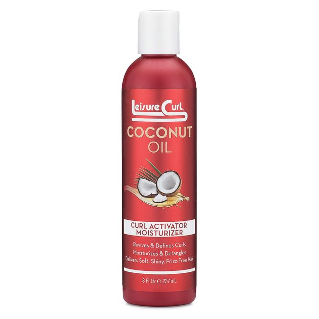 Leisure Curl Coconut Oil Curl Activator Moisturizer, 8 oz | Revives, Defines Curls, Moisturizes, Detangles, Delivers Soft Shiny Frizz-Free Hair