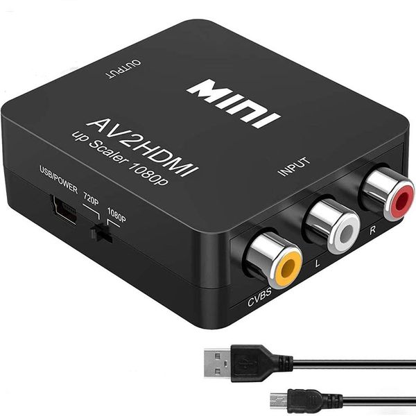 RCA auf HDMI Adapter, FAERSI 1080P RCA HDMI Adapter AV zu HDMI Video Audio Konverter Adapter für PS2/PS4/Wii/Xbox/N64/PS3/VHS/VCR/TV/DVD Unterstützt PAL/NTSC mit USB-Netzkabel