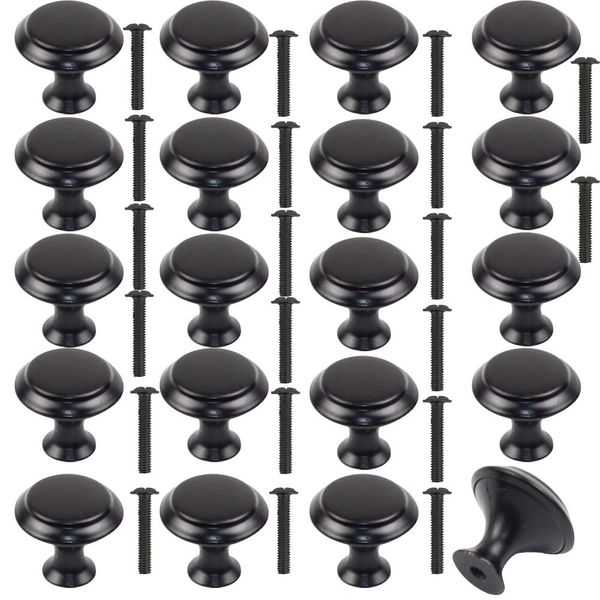 20Pcs 30mm Black Cupboard Knobs Door Knobs Kitchen Cupboard Handles Mushroom Drawer Knobs Cabinet Knobs Round Pull Handles Cupboard Handles with 20 Screws for Furniture Wardrobes Bathroom Bedroom