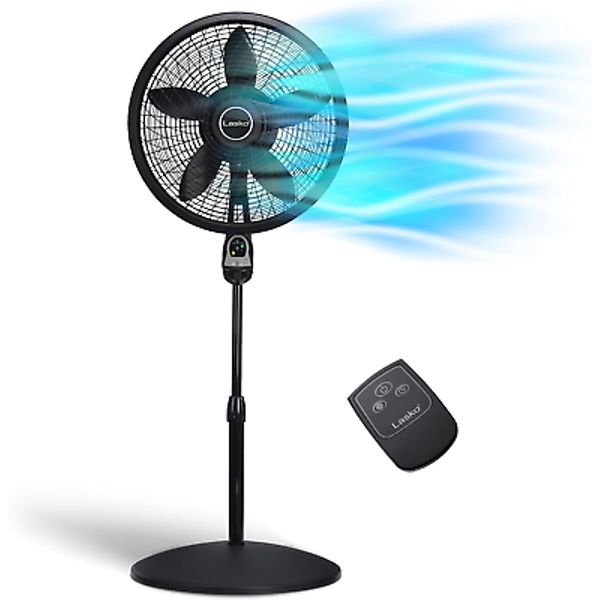 Lasko Pedestal Fan 18" Adjustable-Height Programmable Timer Remote Black NEW