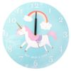 Something Different Round Unicorn Clock, MDF, Blue, 33.8 x 1 x 33.8 cm