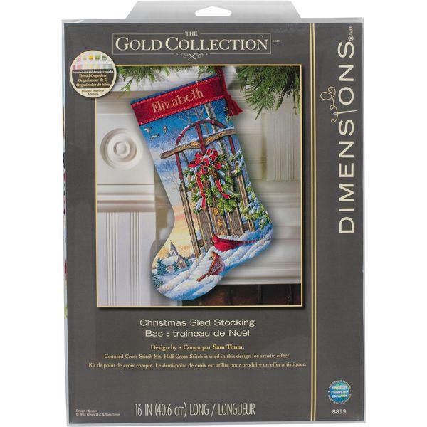 Dimensions Needlecrafts Counted Cross Stitch, Christmas Sled Stocking (8819)