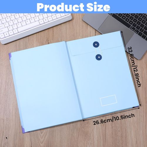 Important Document Organizer, Folio Folders with Pockets, Folder with Labels Pockets, for Emergency Documents, Birth Certificates, Damage Resistant Folder,Passports, School & Offices (Blue)
