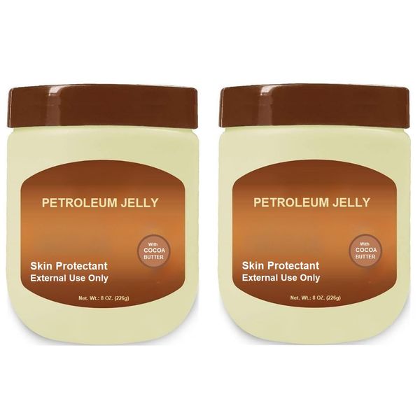 AmeriCan Goods 2/Pack Petroleum Jelly 8 oz. With Cocoa Butter Fragrance Power Moisturizer Skin Protection Dry Skin Soothing