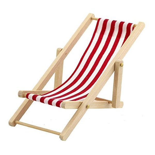 MyTinyWorld Dolls House Miniature Red and White Garden Deck Chair