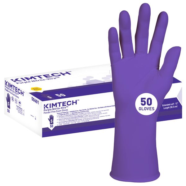 Kimtech™ Purple Nitrile-Xtra™ Exam Gloves (50601), 5.9 Mil, Ambidextrous, 12", S (50 Gloves/Box)