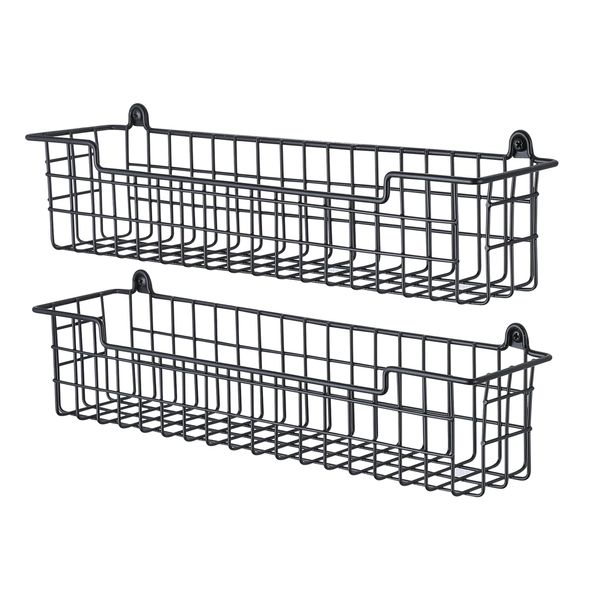 GUUKAR Spice Rack Organizer Wall Mount, Spice Organization Storage Shelf for Cabinet Door, 2 Packs Wall Spice Rack Saving Space for Kitchen, Black