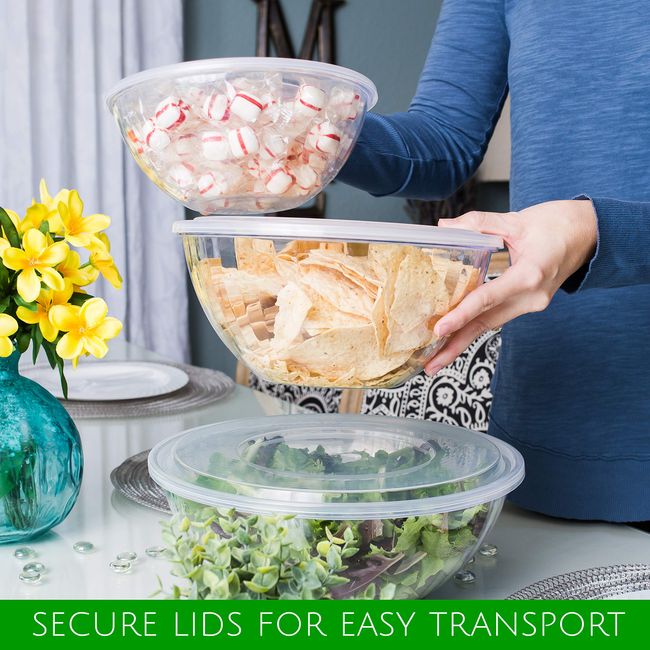 Clear Plastic Serving Bowls, 150 Oz. 4 Pack - Round Disposable Bowls, Punch  Bowl, Party Bowl, Chip Bowl Containers - Great for Candy, Salads, Parties,  & Serving Food - Large Salad Bowl