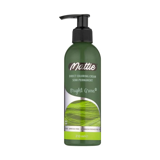 Mattie - 19 - Bright Green - Direkte Vegane Farbcreme - Vegan Semi-Permanent Haarfärbe Hair Dye - Mattie 19 (210ml)