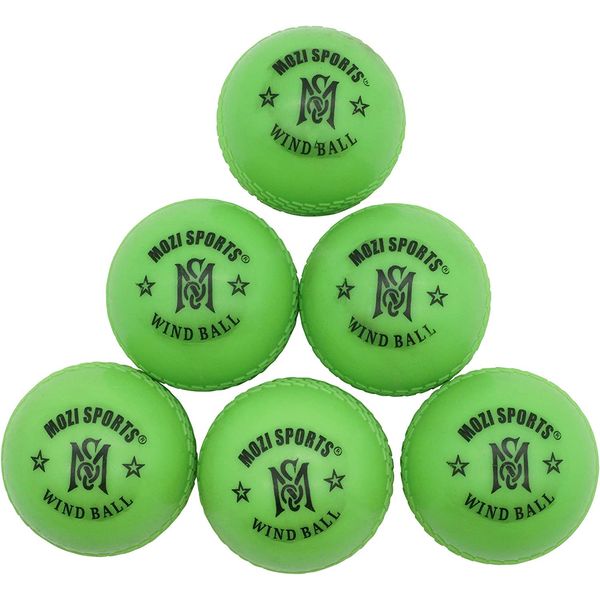 Mozi Sports Windball Soft Cricket Balls-Durable Realistic Bounce & Swing-Cricket WindBalls for Indoor & Outdoor Coaching,Practice, Garden & Beach play (Green)