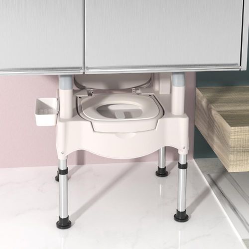 Portable Toilet, Mobile Toilet Chair, Portable Toilet Bowl, Portable Toilet for Nursing Care, Simple Toilet, Adjustable Height, Easy to Assemble, Removable Handrails, Adults, Pregnant Women, Seniors,