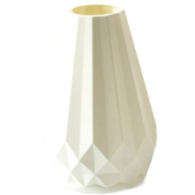 HIRAISM Flower Base Vase, Plastic, Unbreakable, Stylish, Scandinavian Interior (White)