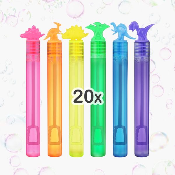 YouCute 20 Packs Mini Bubbles Dinosaur Bubbles With Bubble Wand Bottles Birthday Bubble Solution Blowers For Kids Children Party Supply Summer Outdoor Toys