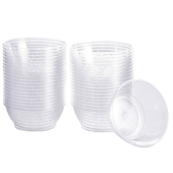 MATANA 40 Small Clear Hard Plastic Bowls (150ml / 5oz) - Mini Bowls for Desserts, Dips, Sauces, Ice Cream, Trifles - Weddings, Birthdays, Picnic, Parties - Sturdy & Reusable