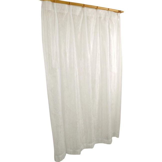 Arie 567851 Lace Curtains, Set of 2, Leaf Pattern, Washable, Mirror Lace, Essence, White, Width 39.4 inches (100 cm) x Length 52.4 inches (133 cm)