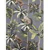 Burnt Orange Velvet Botanical Charcoal Grey Monkey Drum Lampshade
