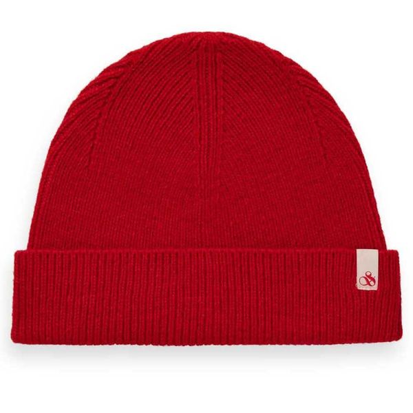 Scotch & Soda Blend Rib-Knit Beanie Ruby, ruby