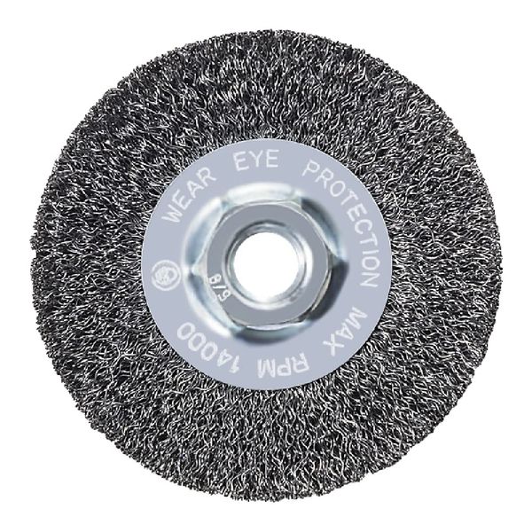 Mercer Industries 187010 - 4" x 1/2" x 5/8"-11 Crimped Wire Wheel, .014 Carbon Steel Wire