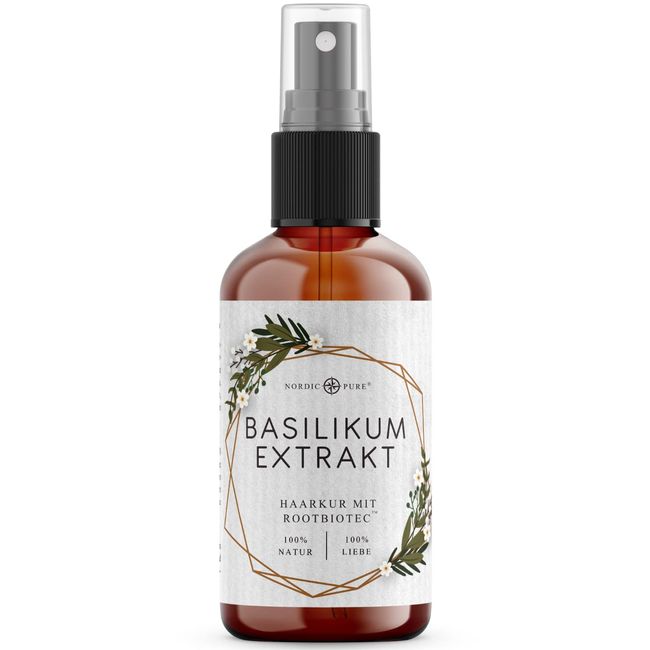 Basilikum-Extrakt-Haarkur von Nordic Pure | Zur Pflege von dünnem, trockenem & brüchigem Haar | Kann Haarausfall vorbeugen | 100ml