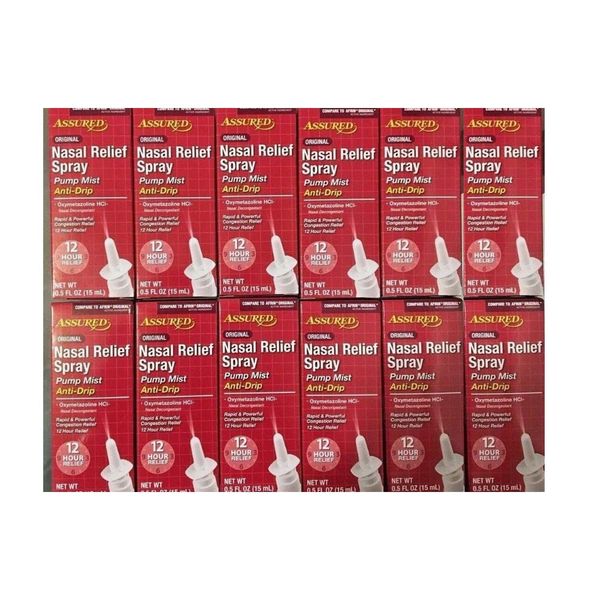 (12 pack) Nasal Relief Spray, 12 hour Pump Mist (Oxymetazoline HCL) 0.5 fl oz