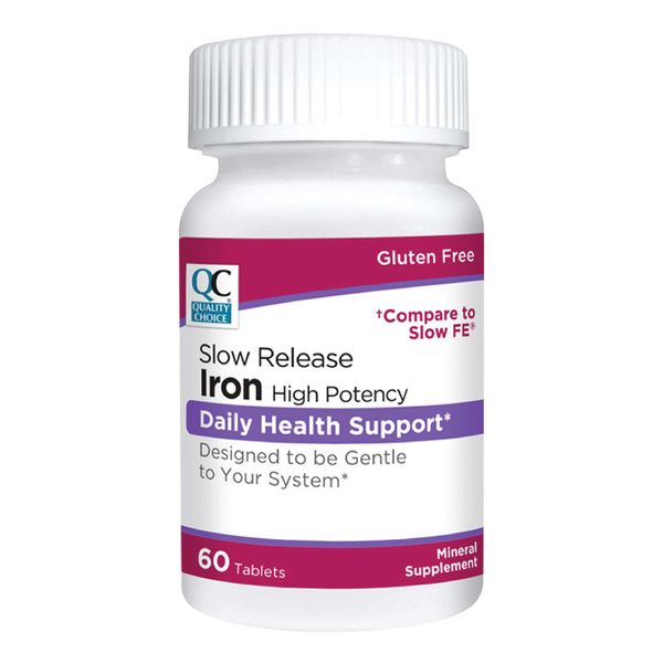 Quality Choice Iron High Potency Slow Release Tablets, 45mg, 60 Tabets Each (8)