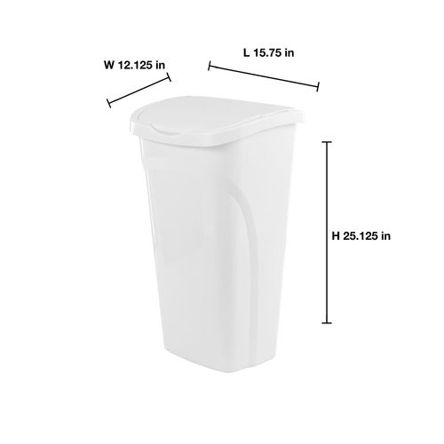 United Solutions 10 Gal/40 Qt Space-Efficient Kitchen Trash Can with Dual Swing Lid, 2-Pack, Waste Basket Fits in Narrow Spaces and Perfect for Commercial Offices, Home Office, Dorm, White