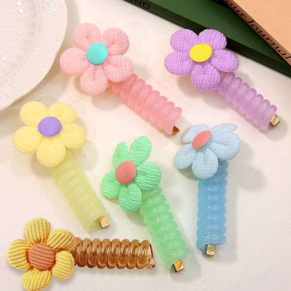 KEAGAN 12PCS Telephone Wire Hair Bands, Spiral Hair Ties, Colorful Telephone Wire Hair Bands for Kids, Flowers Braided Telephone Wire Hair Bands, Telephone Line Hair Bands, Girls Hair Accessories