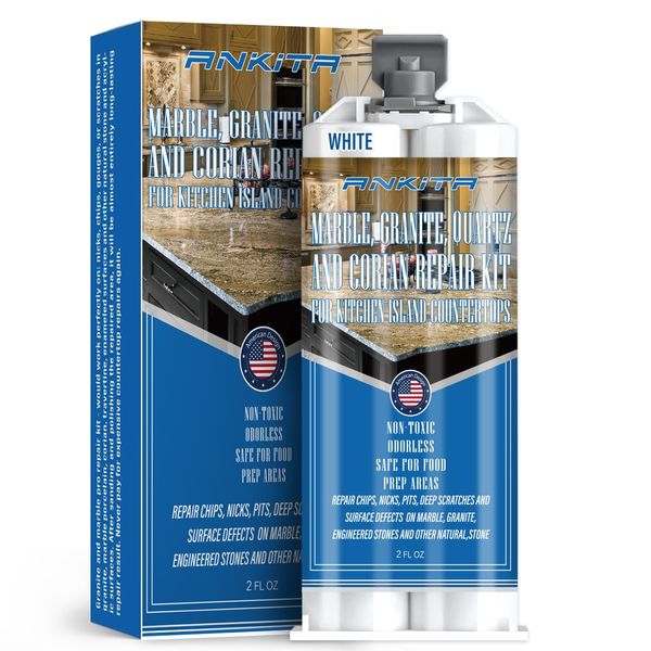 Quartz Countertop Repair Kit(White), Marble and Granite Repair to Fix Nicks, Chips, or Scratches on Granite, Marble Porcelain, Corian, Travertine, Quartz and Other Natural Stone and Acrylic Surfaces.