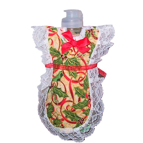 Christmas Holly & Berry Apron Coverup Dish Soap Pancake Syrup Catsup Bottle Gift