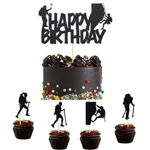 Qerleny 17-piece rock climbing cake topper rock climbing theme cake decoration rock climbing birthday cake party decoration