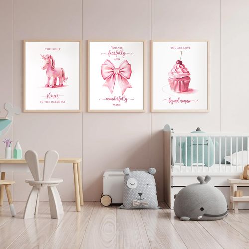 seersillus 4Pcs Pink Bible Verses Wall Art Inspirational Christian Gifts, Pink Decor for Girls Room Classroom- Unframed 8×10inches