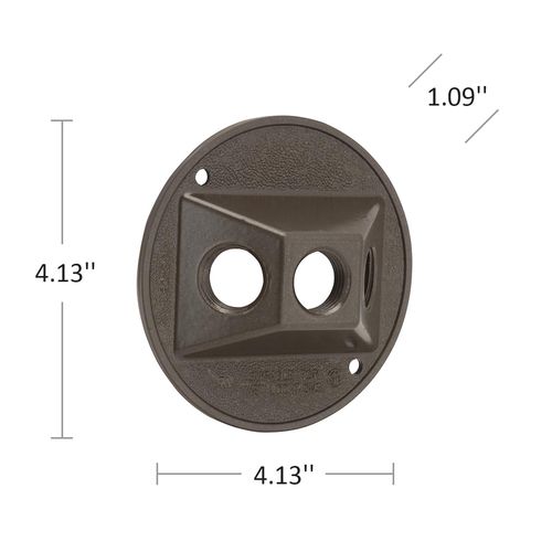 Hubbell-Raco 5197-2 Round Cluster Cover, for Use with Weatherproof Boxes, Die Cast Zinc, Powder Coated